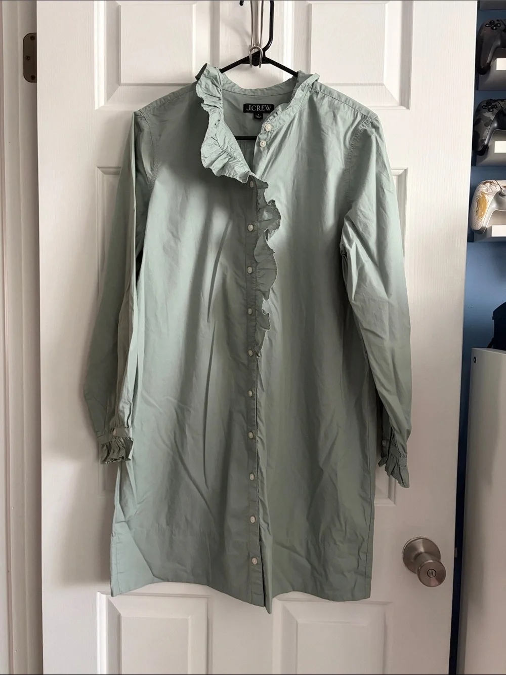 J. Crew Sage Green Midi Shirt Dress